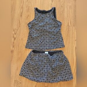 Land's End Black and White Skirted Tankini size 10